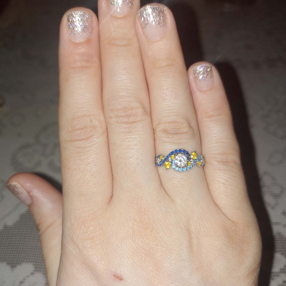 "The Starry Night" Sterling Silver Engagement Ring
